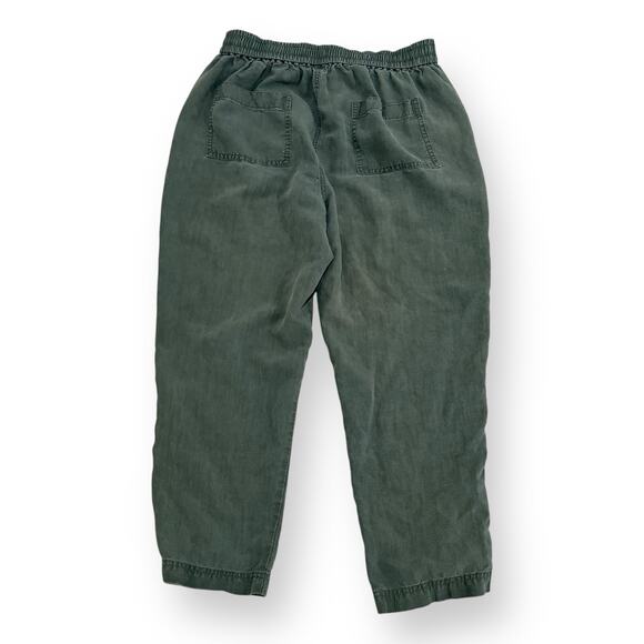 J Crew Tie-Waist Seaside Pant Linen Blend Womens Size M Army Green Cropped - Picture 6 of 12